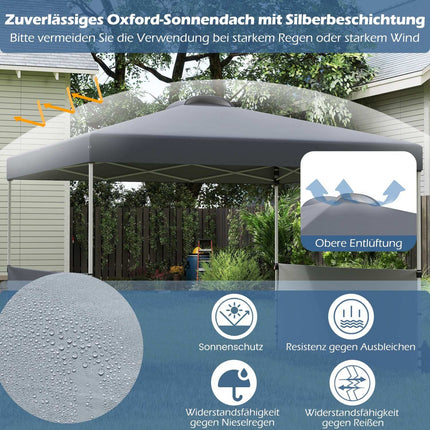 Pop-Up Gazebo 3x3m with 2 Sidewalls, Bag, Grey