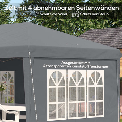 Pop-Up Gazebo 3x6m Waterproof with 4 Sidewalls, Grey