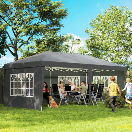 Pop-Up Gazebo 3x6m Waterproof with 4 Sidewalls, Grey