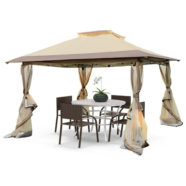 Pop-Up Gazebo with Mosquito Net, UV 50+, 3.6x3.6m, Khaki