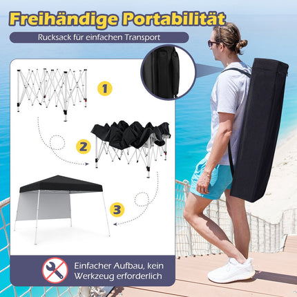 Pop-Up Pavilion 3x3m, Waterproof, Sun Protection, Black