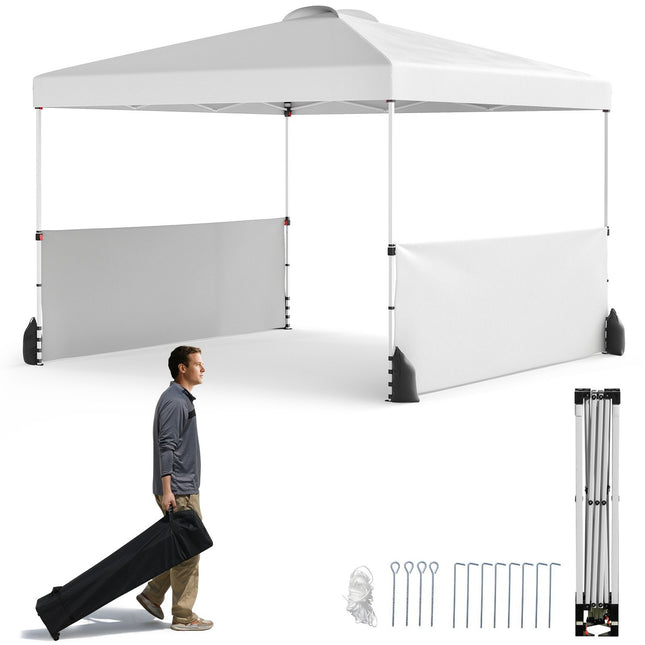 Pop-Up Pavilion 3x3m with Sides, Bag, Wind Ropes, White