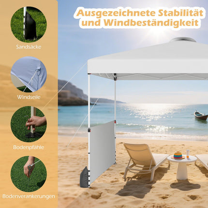 Pop-Up Pavilion 3x3m with Sides, Bag, Wind Ropes, White