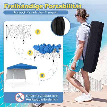 Pop-Up Pavilion 3x3m with Sidewall, Backpack, Anchors