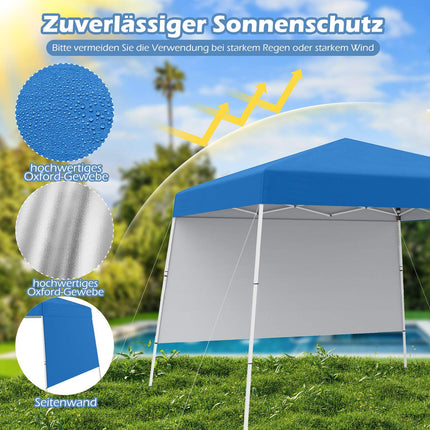 Pop-Up Pavilion 3x3m with Sidewall, Backpack, Anchors