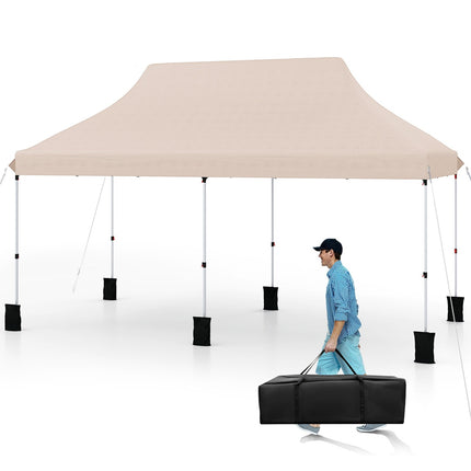 Pop-Up Pavilion 3x6m, Adjustable Height, Beige, UV Protection