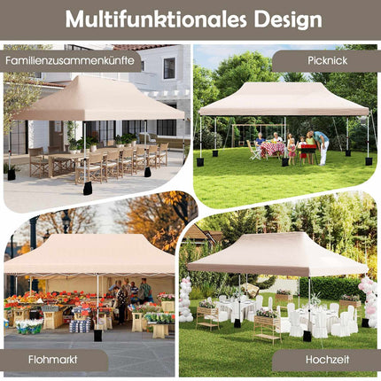 Pop-Up Pavilion 3x6m, Adjustable Height, Beige, UV Protection
