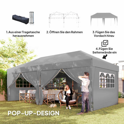 Pop-Up Pavilion 6x3m, UV Protection, Removable Sides