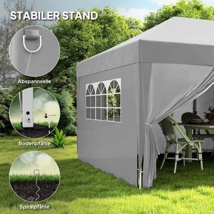 Pop-Up Pavilion 6x3m, UV Protection, Removable Sides