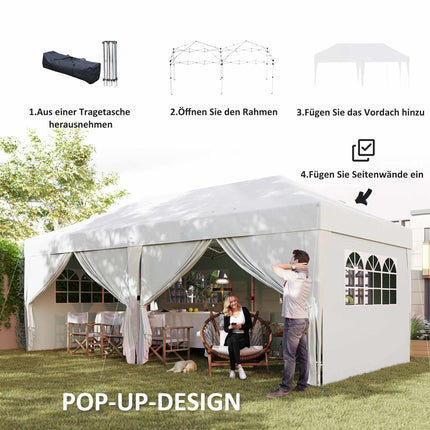 Pop-Up Pavilion 6x3m, UV Protection, Removable Sides