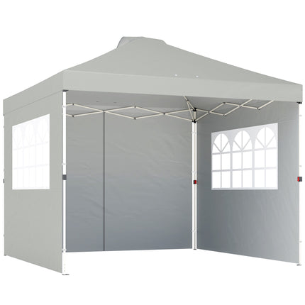 Pop-Up Pavilion, UV50+ Waterproof, 3 Sidewalls, Light Gray
