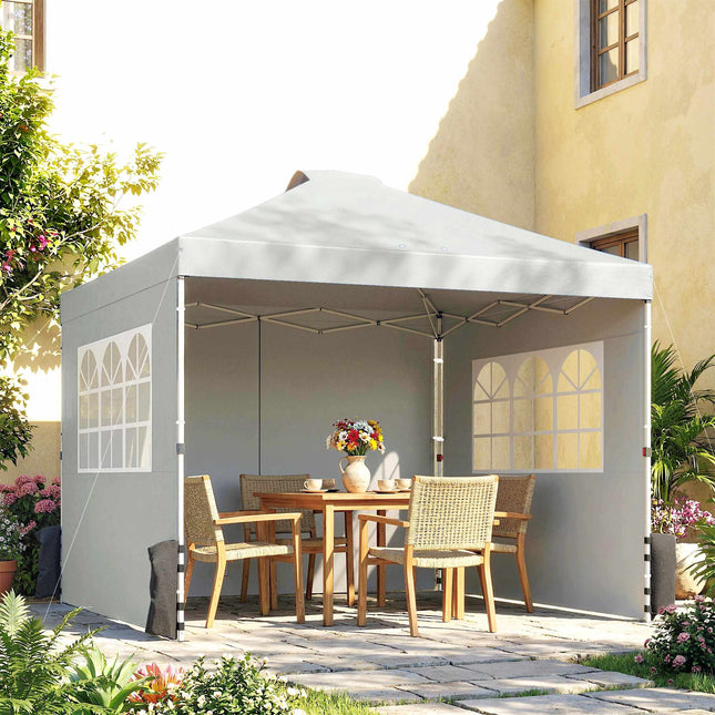 Pop-Up Pavilion, UV50+ Waterproof, 3 Sidewalls, Light Gray