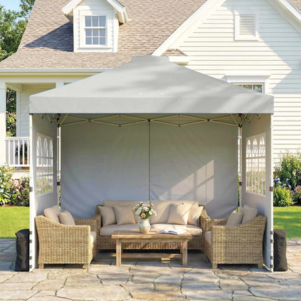 Pop-Up Pavilion, UV50+ Waterproof, 3 Sidewalls, Light Gray