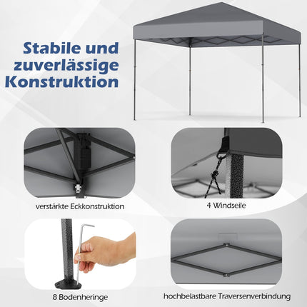 Pop-Up Pavilion with UV50+ Protection, Adjustable Height, Gray