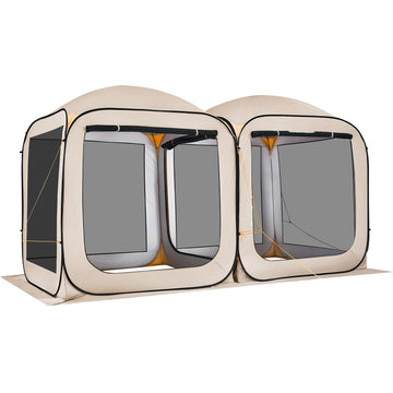 Pop-Up Screen House Tent, 10-Person, Beige, Carry Bag
