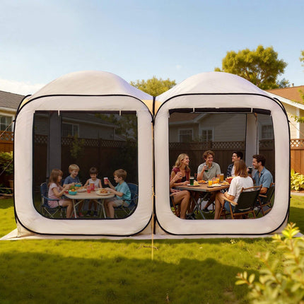 Pop-Up Screen House Tent, 10-Person, Beige, Carry Bag