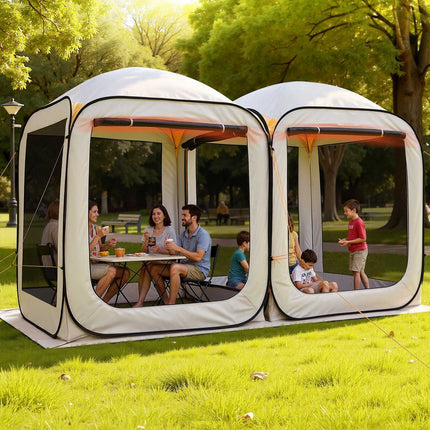 Pop-Up Screen House Tent, 10-Person, Beige, Carry Bag