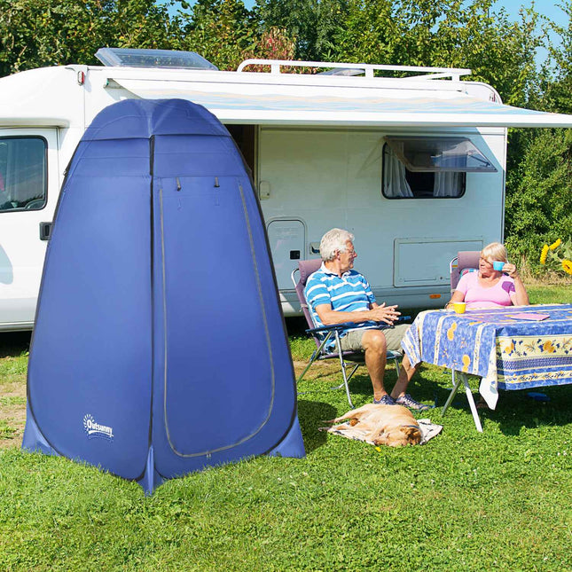Mobile Camping Shower Tent - Waterproof, Dark Blue, 120x120x190 cm
