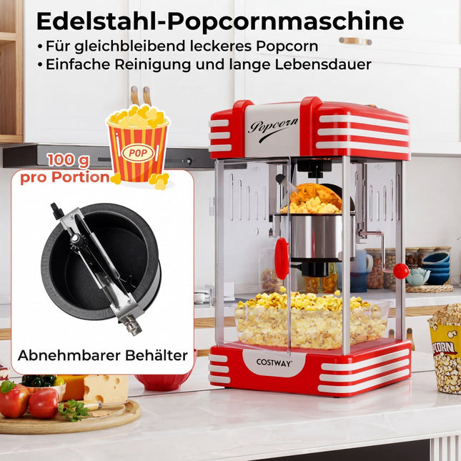 Popcorn Machine 300W, Retro Cinema Style, Warming Light