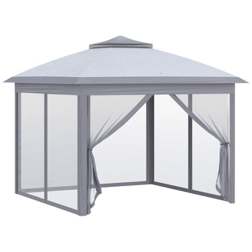 Pop-up 3x3m Garden Gazebo tent, double roof, mosquito net