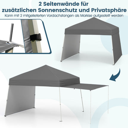 Pop-up Pavilion Tent, 430x280cm, Convertible Sides, Grey