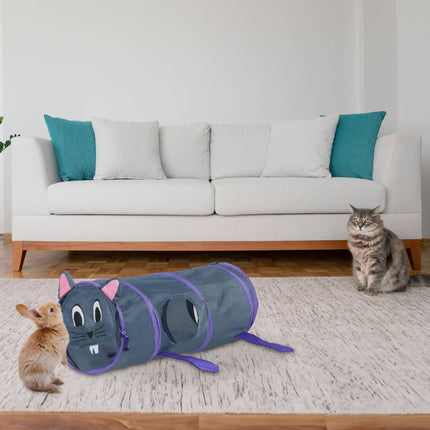 Pop-up cat tunnel with mouse design
