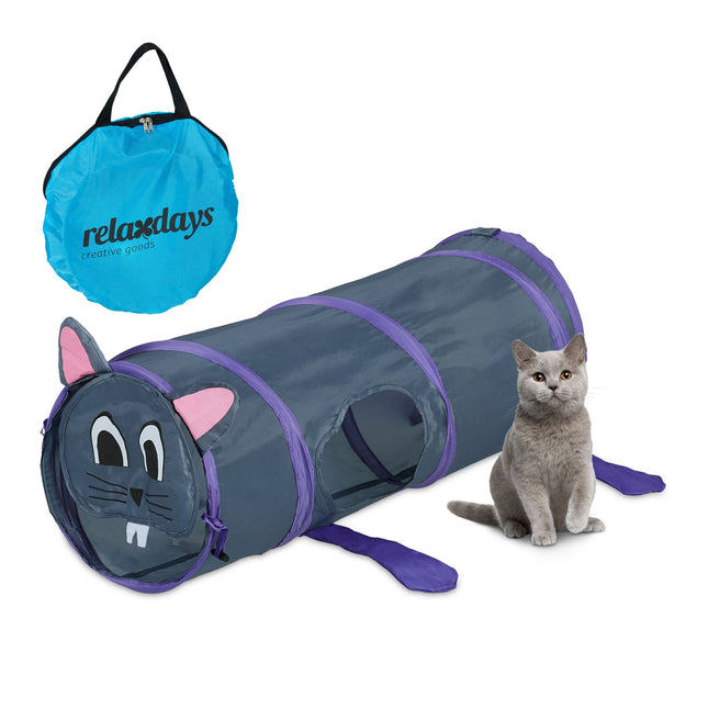 Pop-up cat tunnel with mouse design