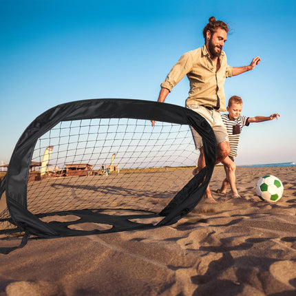 Pop up goal for soccer with goal wall