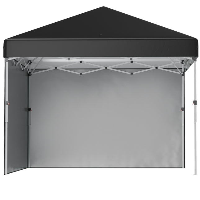 Opklapbaar paviljoen 2,97 x 2,97 m met UV-bescherming en zijwanden, partytent met zandzak, pop-up tent voor terras van staal in zwart