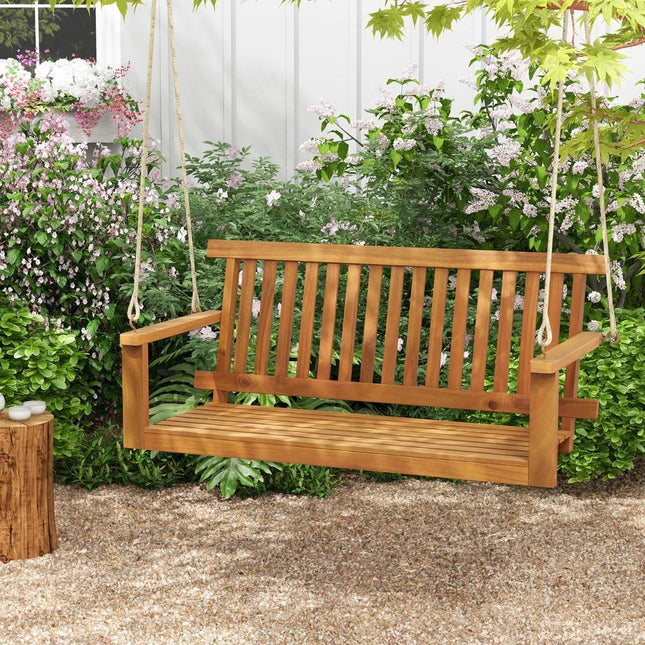 Porch swing for 2 people with 2 ropes for hanging. Holds up to 360 kg hanging bench