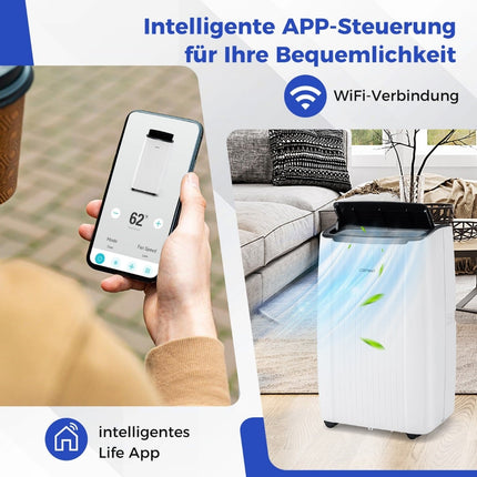 Portable 12000 BTU AC with Heater & Dehumidifier, WiFi-Control