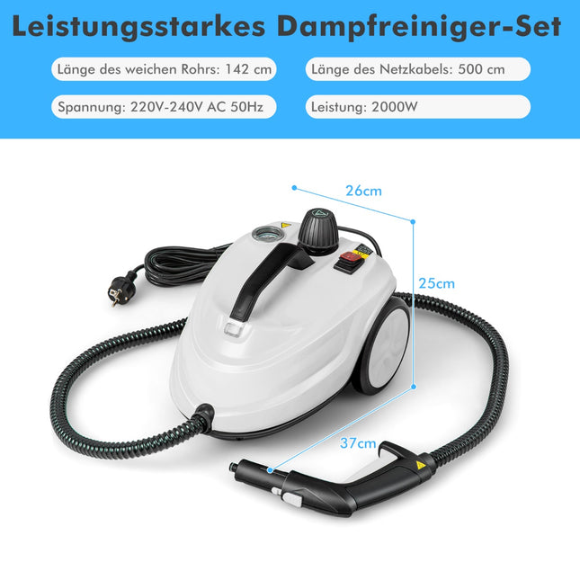 Portable 2000W Steam Cleaner, 15-Piece Accessory Set