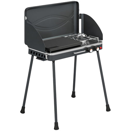 Portable 2-Burner Gas Grill, 7 kW, Tabletop Convertible