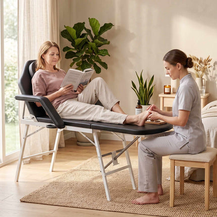 Portable 3-Section Massage Table, Adjustable with Headrest