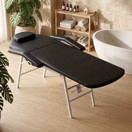 Portable 3-Section Massage Table, Adjustable with Headrest
