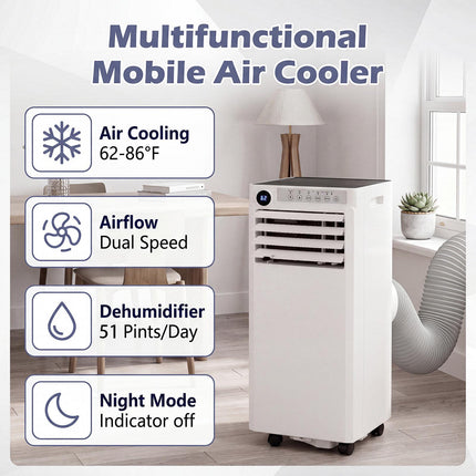 Portable 4-in-1 Air Conditioner, 7000 BTU, Dehumidifier & Fan