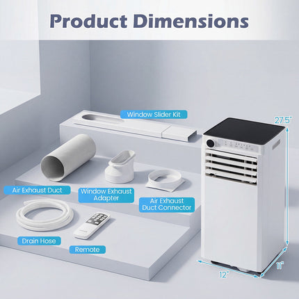 Portable 4-in-1 Air Conditioner, 7000 BTU, Dehumidifier & Fan