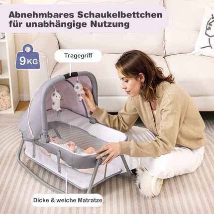 Portable 5-in-1 Baby Crib & Playpen with Bassinet, Purple