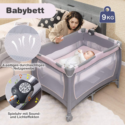 Portable 5-in-1 Baby Crib & Playpen with Bassinet, Purple