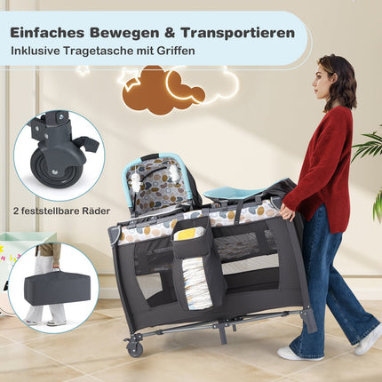 Portable 5-in-1 Baby Travel Crib with Bassinet & Changing Table