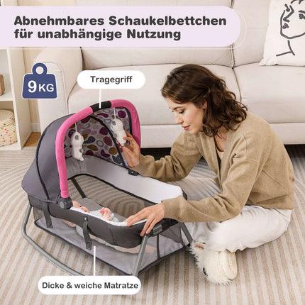 Portable 5-in-1 Baby Travel Crib with Bassinet & Changing Table