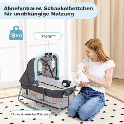 Portable 5-in-1 Baby Travel Crib with Bassinet & Changing Table