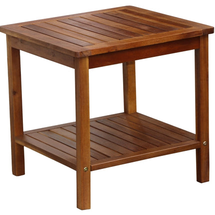 Portable Acacia Wood Side Table, 2-Tier Storage, 45x45x45 cm