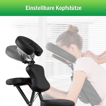 Portable Adjustable Massage Chair – Black, Foldable Design