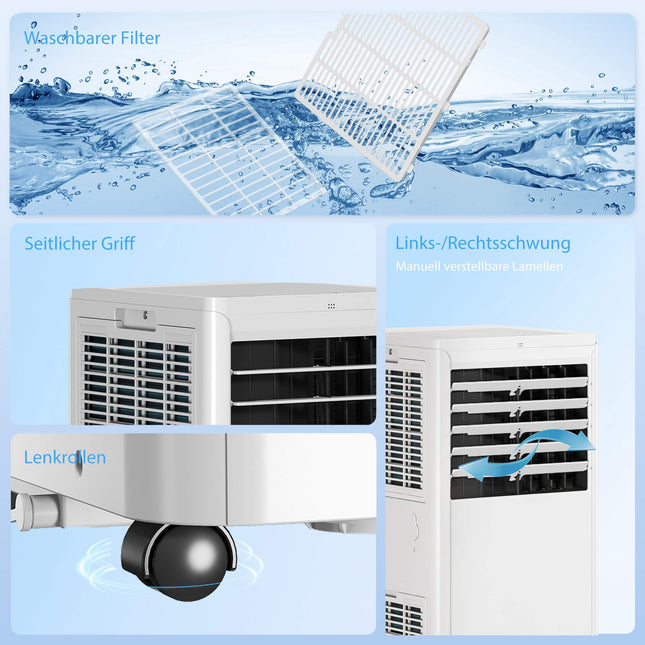 Portable Air Conditioner 7000 BTU, 4-in-1 Cooling, Dehumidifier