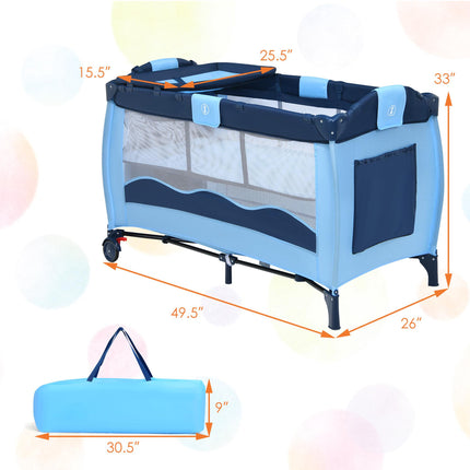 Portable Baby Crib Playpen with Bassinet and Changing Table