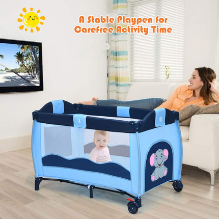 Portable Baby Crib Playpen with Bassinet and Changing Table