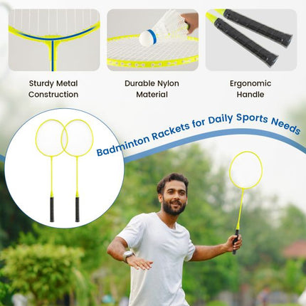 Portable Badminton Net Set 270cm, Rackets, Carry Case