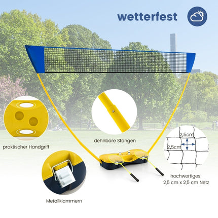 Portable Badminton Set with Net, 2 Rackets & Shuttlecocks