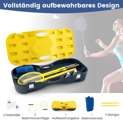 Portable Badminton Set with Net, 2 Rackets & Shuttlecocks